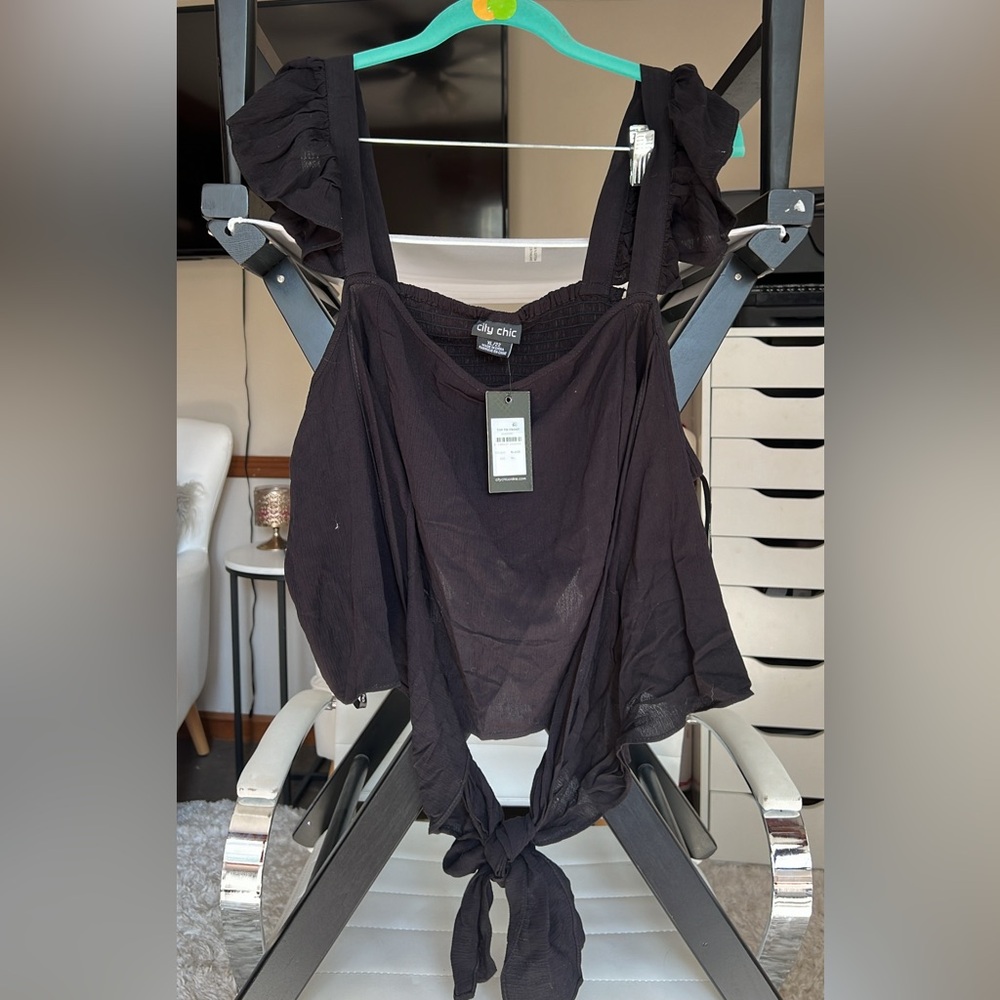 NWT City Chic black wrap tank size 22